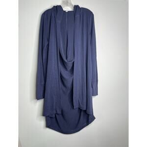 Athleta Cardigan Hooded Sweater Open Front XS Blue Casual Cozy